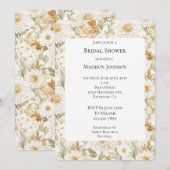 Cream Gold White Country Flowers Bridal Shower Kaart (Voorkant / Achterkant)