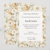 Cream Gold White Country Flowers Kaart (Voorkant / Achterkant)