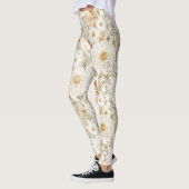 Cream Gold White Country Flowers Leggings (Links)