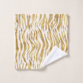  Cream Gold Zebra afdrukken Bad Handdoek (Wasdoekje)