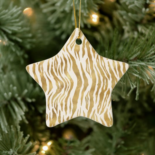  Cream Gold-Zebra en luipaard afdrukken      Keramisch Ornament (Boom)
