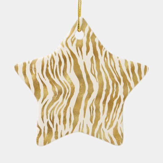  Cream Gold-Zebra en luipaard afdrukken      Keramisch Ornament (Voorkant)
