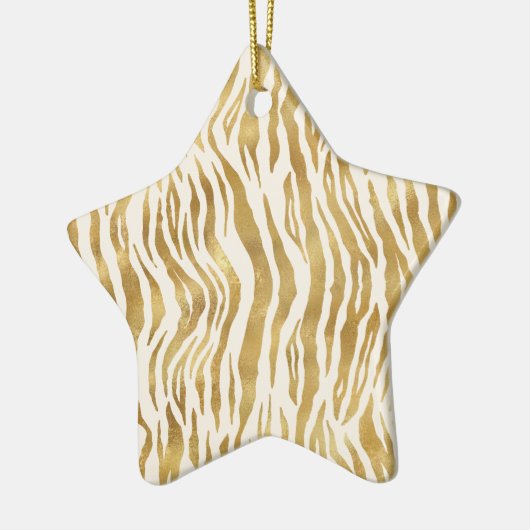 Cream Gold-Zebra en luipaard afdrukken Keramisch Ornament (Links)