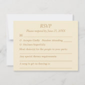 Cream Golden Beige Guest Choices Bruiloft RSVP Kaa (Voorkant)