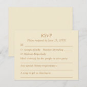 Cream Golden Beige Guest Choices Bruiloft RSVP Kaa (Voorkant / Achterkant)