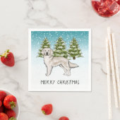 Cream Golden Retriever Blue Winter Christmas Servet (Insitu)