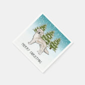 Cream Golden Retriever Blue Winter Christmas Servet (Hoek)