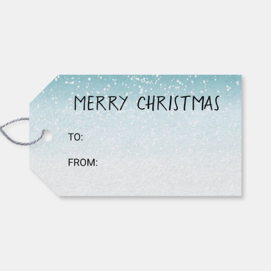 Cream Golden Retriever Dog Blue Snowy Christmas Cadeaulabel (Achterkant Horizontaal)