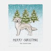 Cream Golden Retriever Dog Blue Snowy Christmas Fleece Deken (Voorkant)