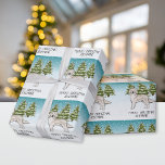 Cream Golden Retriever Dog Christmas Aangepaste te Cadeaupapier<br><div class="desc">Destei's originele cartoon illustratie van een schattige Engelse crème Golden Retriever fokhond. De hond wordt in een winterse omgeving geplaatst met drie groene sparren. De achtergrond is een blauw tot wit verloop, waardoor het ontwerp er die koude winterdag uitziet. Er is een personaliseerbaar tekstgebied dat nu luidt: "Vrolijk kerstfeest!" samen...</div>