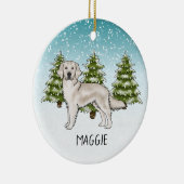 Cream Golden Retriever Dog Custom Naam Kerst Keramisch Ornament (Rechts)
