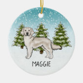 Cream Golden Retriever Dog Custom Naam Kerst Keramisch Ornament (Voorkant)