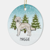 Cream Golden Retriever Dog Custom Naam Kerst Keramisch Ornament (Links)