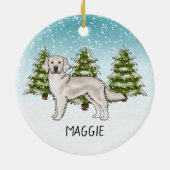 Cream Golden Retriever Dog Custom Naam Kerst Keramisch Ornament (Achterkant)