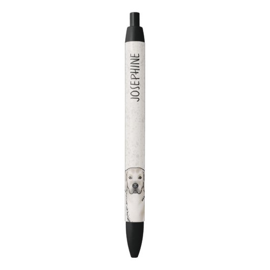 Cream Golden Retriever Dog Head Aangepaste naam Zwarte Inkt Pen (Voorkant Verticaal)