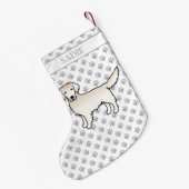 Cream Golden Retriever Dog met poten en naam Kleine Kerstsok (Achterkant (Hangend))