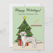 Cream Golden Retriever Green Feestelijke Kerst Feestdagenkaart (Voorkant)