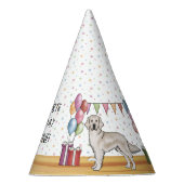 Cream Golden Retriever Hond Kleurrijke Gelukkige V Feesthoedjes (Rechts)