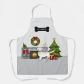 Cream Golden Retriever in een kerstkamer met naam Schort (Voorkant)