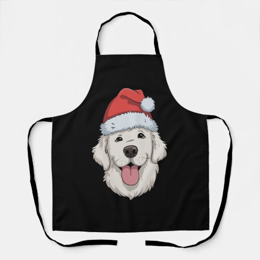 Cream Golden Retriever Lover Christmas Santa Hat Schort (Voorkant)