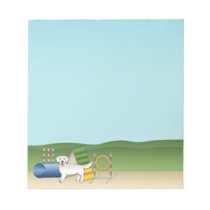 Cream Golden Retriever met behendigingsapparatuur Notitieblok