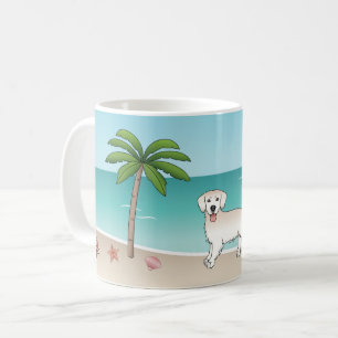 Cream Golden Retriever op een tropisch zomerstrand Koffiemok