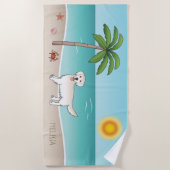 Cream Golden Retriever op een tropisch zomerstrand Strandlaken (Voorkant)