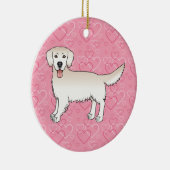 Cream Golden Retriever op roze kunstfoto Keramisch Ornament (Rechts)