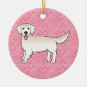 Cream Golden Retriever op roze kunstfoto Keramisch Ornament (Voorkant)
