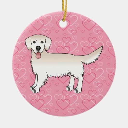 Cream Golden Retriever op roze kunstfoto Keramisch Ornament (Voorkant)