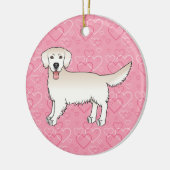 Cream Golden Retriever op roze kunstfoto Keramisch Ornament (Links)
