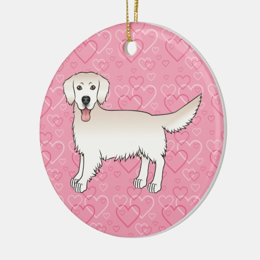 Cream Golden Retriever op roze kunstfoto Keramisch Ornament (Links)