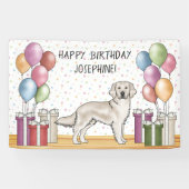 Cream Golden Retriever Schattigee hond kleurrijke  Spandoek (Horizontaal)