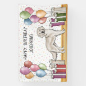 Cream Golden Retriever Schattigee hond kleurrijke  Spandoek (Verticaal)