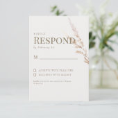 Cream Goud Boho Tekst Trouw RSVP Kaartje (Staand voorkant)