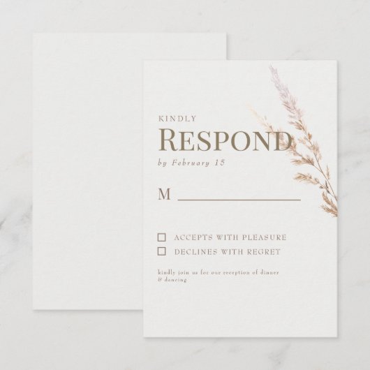 Cream Goud Boho Tekst Trouw RSVP Kaartje (Voorkant / Achterkant)