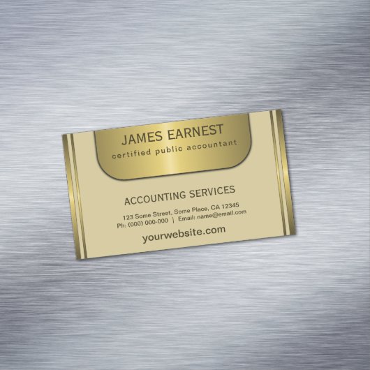 Cream & Goud Bord Elegant Standaard CPA Accountant Visitekaartje Magneet (Voorbeeld)