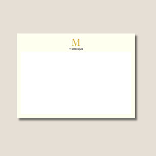 Cream Goud Monogram Persoonlijke Naam Luxe Cadeau Notitiekaartje