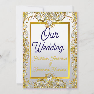 Cream & Goud Trouwcanvasprint – Sierlijke Lijst W Kaart