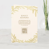 Cream Gouden Blad Tak QR Code Trouwen (Achterkant)