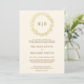 Cream Gouden Blad Tak QR Code Trouwen Kaart (Staand voorkant)