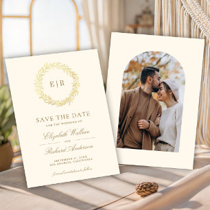 Cream Gouden Blad Tak Trouwfoto Save The Date