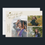 Cream Graduate She Believed Multi Photo Aankondiging<br><div class="desc">Modern and whimsical graduation announcement photo card featuring 3 photos on the front and 1 on the back. The text says "She believed she could so she did" with twinkling stars. Add the graduate's name,  information,  and message to personalize this card. Cream.</div>