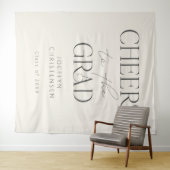 Cream Gray Cheers to the Grad Photo Backdrop Wandkleed (In Situ (horizontaal))