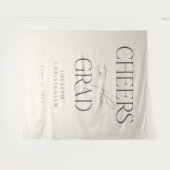 Cream Gray Cheers to the Grad Photo Backdrop Wandkleed (Voorkant (horizontaal))