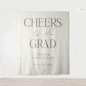 Cream Gray Cheers to the Grad Photo Backdrop Wandkleed (Voorkant)