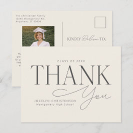 Cream Gray Elegant Modern Graduation Thank You Briefkaart