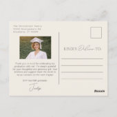 Cream Gray Elegant Modern Graduation Thank You Briefkaart (Achterkant)