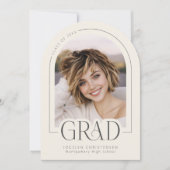 Cream Gray Modern Photo Collage Grad Announcement Kaart (Voorkant)