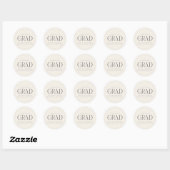 Cream Gray Personalized 2026 Modern Grad Graduate Ronde Sticker (Vel)